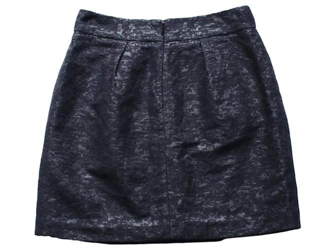 The Kooples Sport Tulip Skirt Black Silvery Dark grey Cotton Polyester Wool Viscose Polyamide  ref.649119