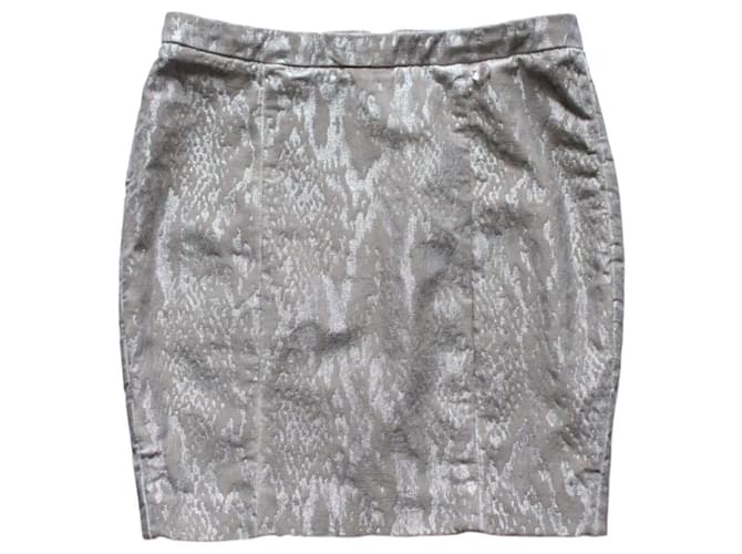 Guess Snake Print Mini Skirt Silvery Beige Grey  ref.649120