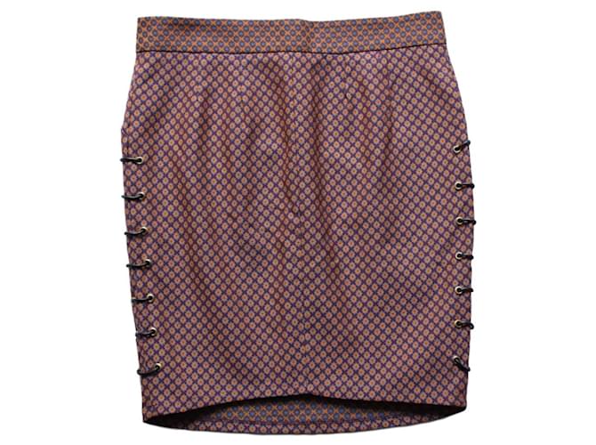 Roseanna Laced pencil skirt Brown Dark red Mustard Cotton  ref.649121