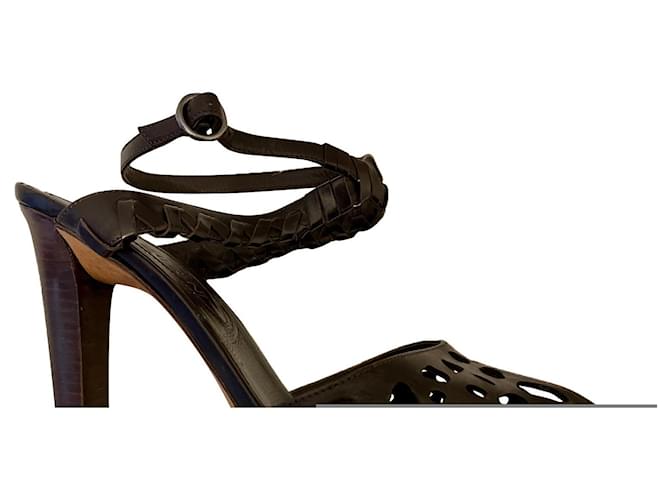 Yves Saint Laurent YSL Betis Calf platform sandals Dark brown Leather  ref.649128