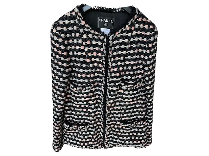 Chanel wool tweed jacket T42 Black  ref.649137
