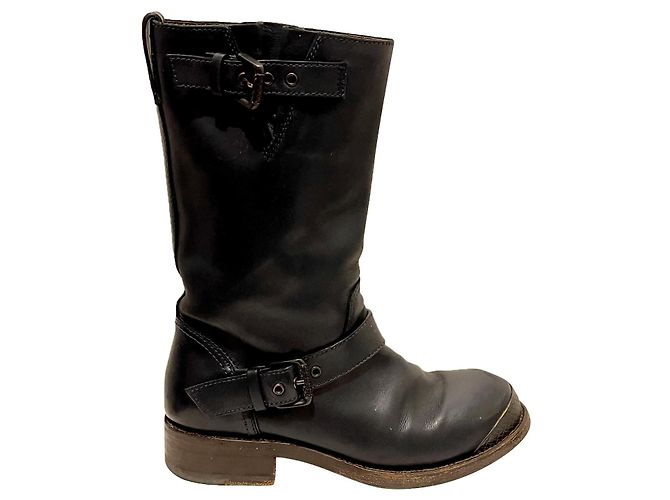 Bottega Veneta Botas de Moto com fivela forrada e forradas Azul marinho Azul escuro
