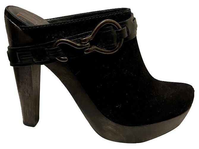 Diane Von Furstenberg DvF high heeled platform clogs in black