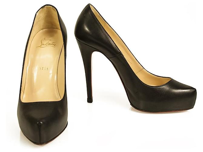 Christian Louboutin Pigalle Plato Kid 120mm Almond Toe black platform pumps  36,5 Leather ref.649203 - Joli Closet