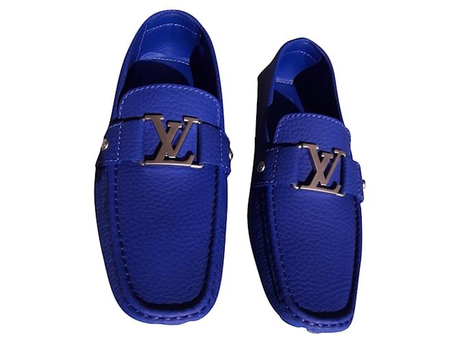 Louis Vuitton Mocasines Slip ons Azul Cuero  ref.649231