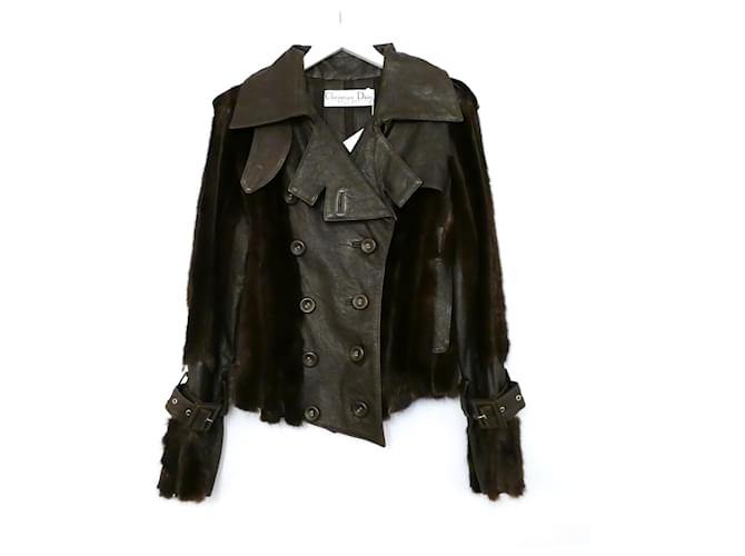 Christian Dior x John Galliano's Fall 2006 mink, Leather & Tulle Biker Jacket Brown Fur  ref.649246
