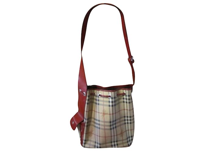 Burberry Handbags Beige Dark red Cloth Varnish  ref.649268