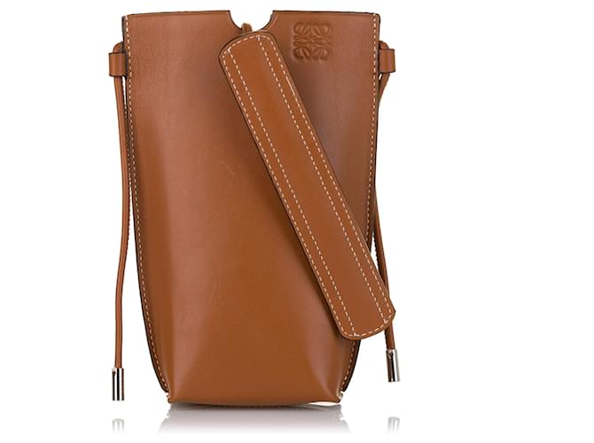 Loewe Gate Pocket Leather Cross-body Bag in Brown