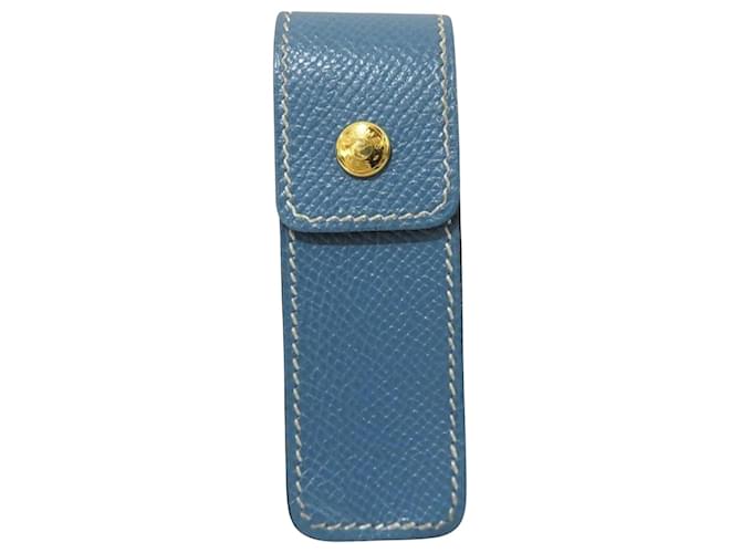 Hermès Lipstick case Blue Leather  ref.649350