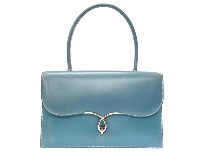 Hermès Vintage Azul Cuero  ref.649485