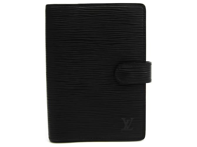 Louis Vuitton COUVERTURE AGENDA FONCTIONNEL PM Black Leather  ref.649532