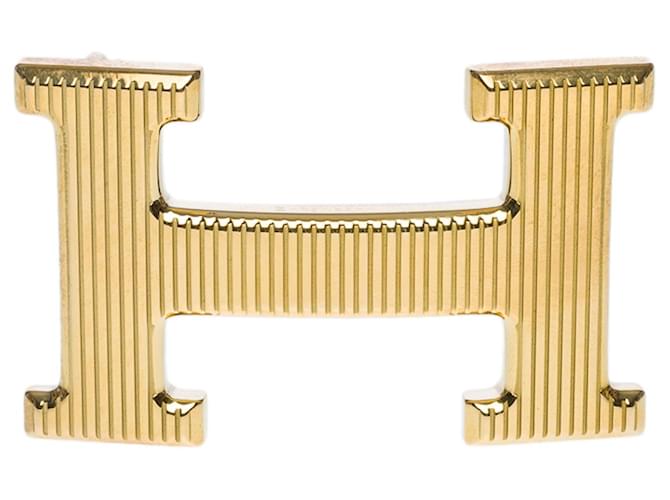 Boucle de ceinture Hermès modèle Calandre en métal plaqué or Doré  ref.649858