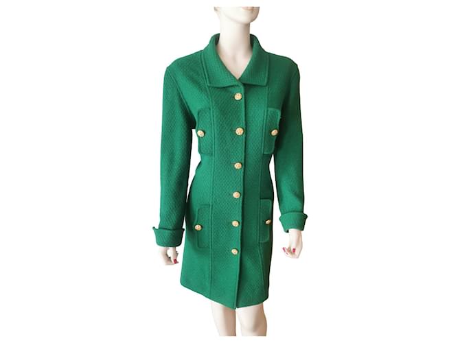 chanel tweed jacket Green  ref.649945