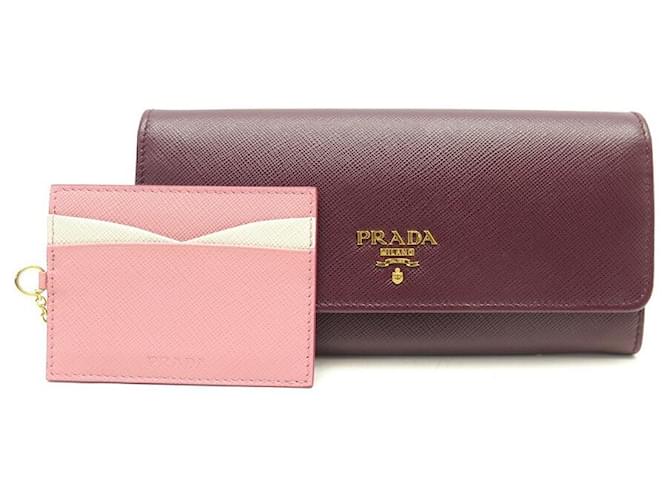 NINE PRADA CONTINENTAL WALLET 1MH132 PINK SAFFIANO LEATHER WALLET BOX  ref.650034