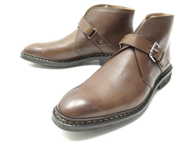 NINE HESCHUNG CASSAVA SHOES 7 41 BOOTS WITH BUCKLE BROWN LEATHER BOOTS  ref.650056