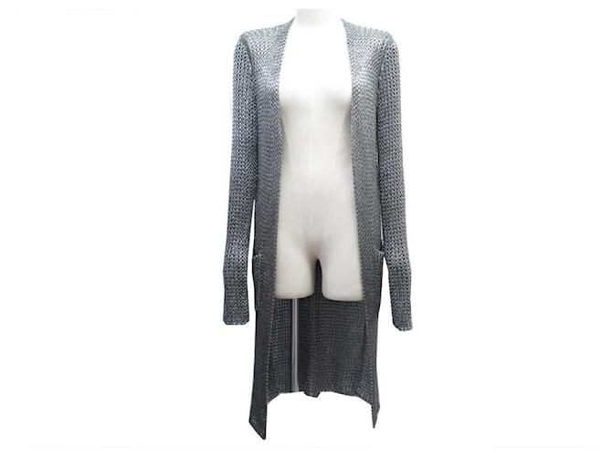 Hermès HERMES CARDIGAN CARDIGAN IN CHAIN MESH 38 M VISCOSE GRAY SWEATER + CHAIN MAIL BAG Grey Synthetic  ref.650145