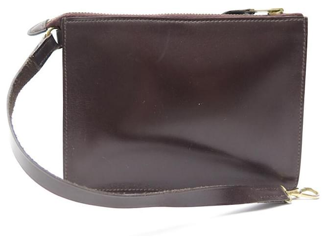 Hermès VINTAGE POCHETTE INTERNE DE SAC HERMES 15CM EN CUIR BOX MARRON LEATHER POUCH BAG  ref.650162