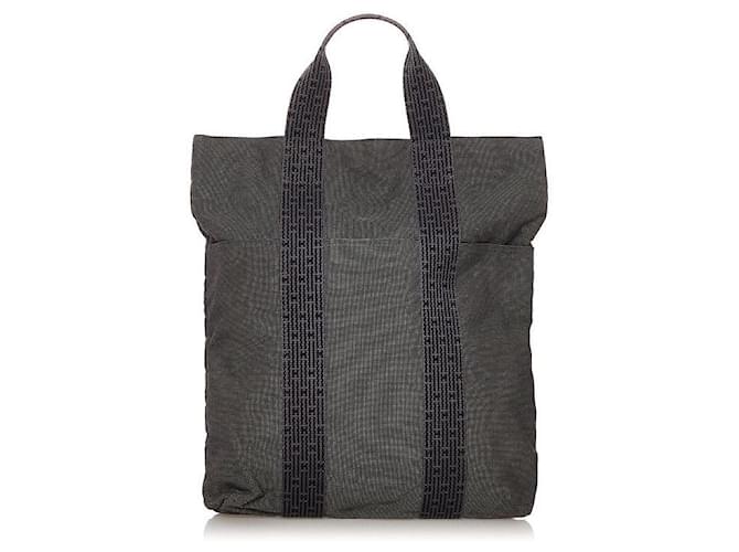 Hermès Toile Herline Cabas Tote Bag Grey Cloth  ref.650180