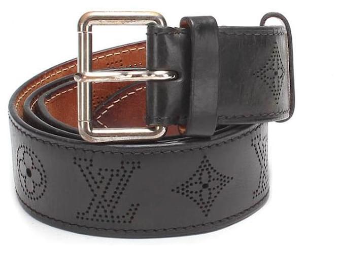 Louis Vuitton Cinturón de piel perforada con monograma Negro Cuero Becerro  ref.650267