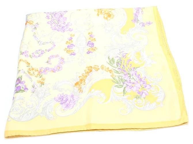 versace Floral Silk Scarf yellow Metal  ref.650303