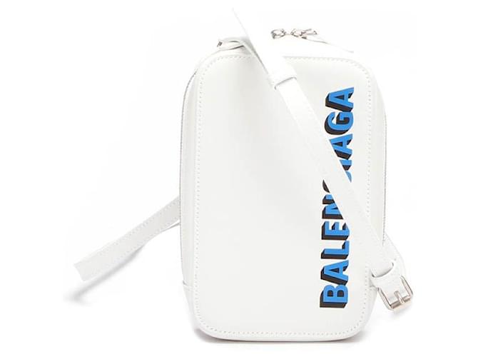 Balenciaga Cash Zip Phone Holder Bolsa transversal branca Branco Couro Bezerro-como bezerro  ref.650408