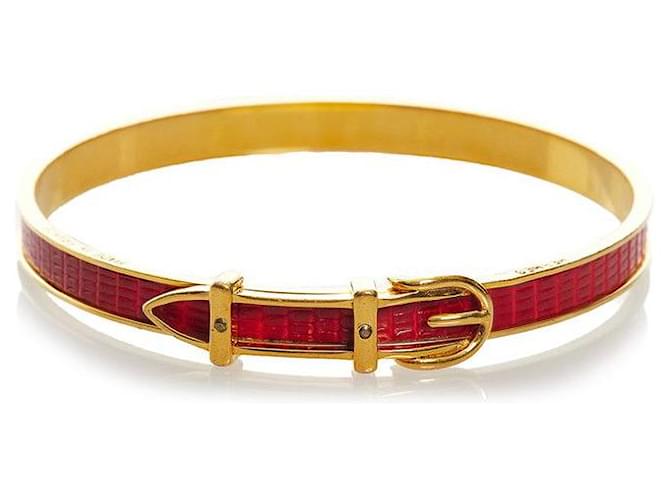 Hermès Gürtelarmband aus Leder Rot Metall  ref.650413