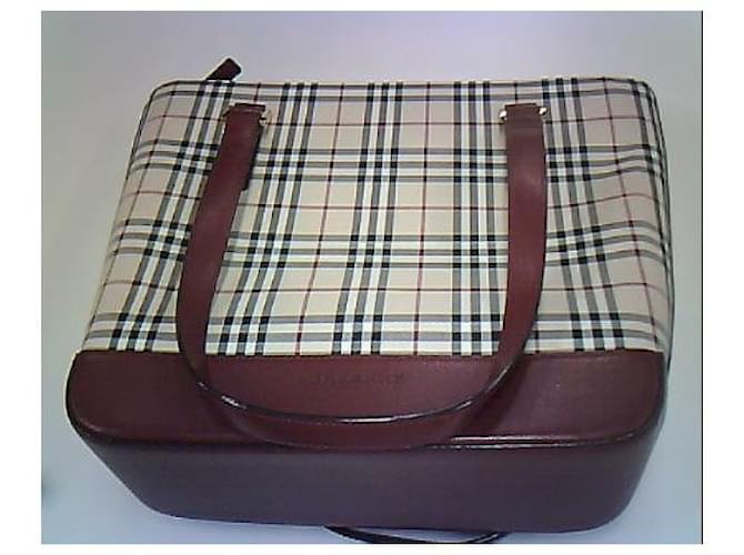 Burberry Brown House Check Canvas Tote Bag Multiple colors Beige Leather Cloth Pony-style calfskin Cloth  ref.650565