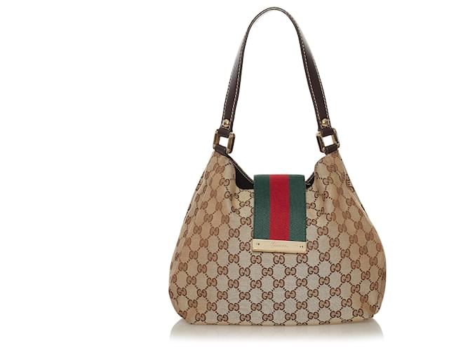 Gucci Large GG Web Leather Hobo Shoulder Bag