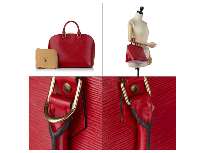 Louis Vuitton Rojo Epi Alma PM Roja Cuero  ref.650623