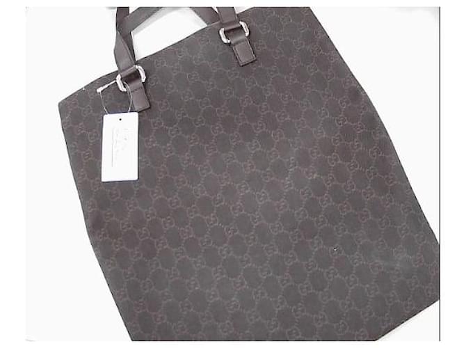 Gucci Brown GG Canvas Tote Bag Dark brown Leather Cloth Pony-style calfskin Cloth  ref.650658
