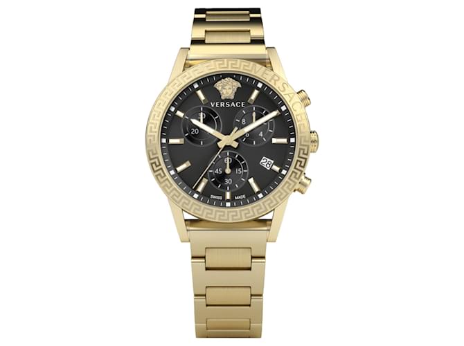 Relógio Pulseira Versace Sport Tech Dourado Metálico  ref.650748