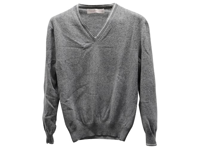 Ermenegildo Zegna Pullover mit V-Ausschnitt aus grauer Wolle  ref.650761