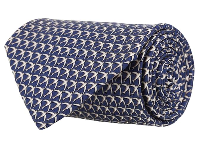 Salvatore Ferragamo Cravate en soie à imprimé moineau Bleu  ref.650779