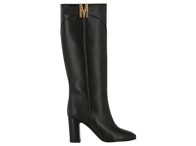 Moschino Tall Leather Boots Black  ref.650789