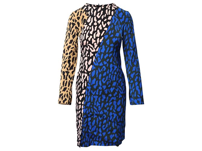 Diane Von Furstenberg Abito a trapezio Belmont in seta multicolore Stampa python