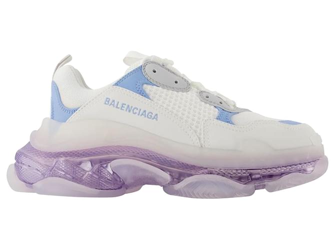 Balenciaga Triple S Sneaker mit durchsichtiger Sohle in Tricolor, Blau, grau, Lila Weiß  ref.650927