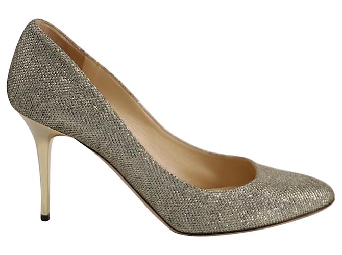 Jimmy Choo Abel Pointed Toe Pumps in Gold Leather  Golden  ref.651001