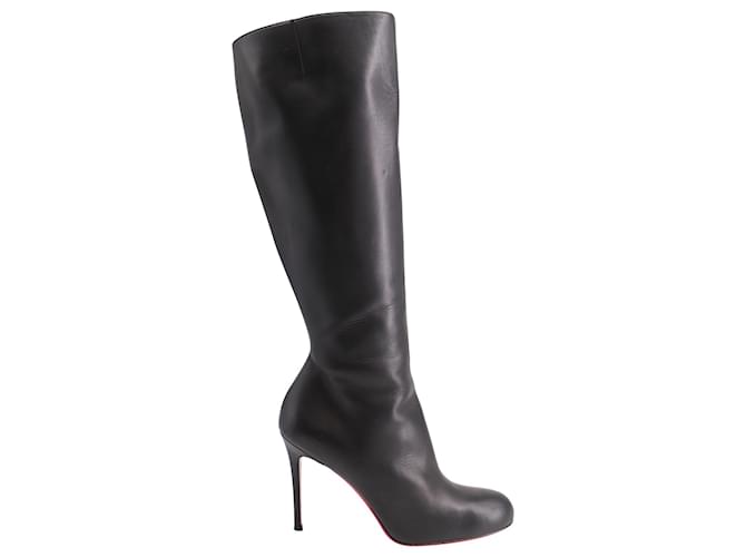 Christian Louboutin Kate Botta 85 Botas Altas en Piel Negra Negro Cuero  ref.651107