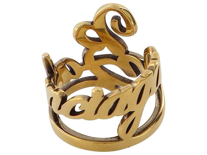 Balenciaga Typo Ring em latão dourado Metálico  ref.651140
