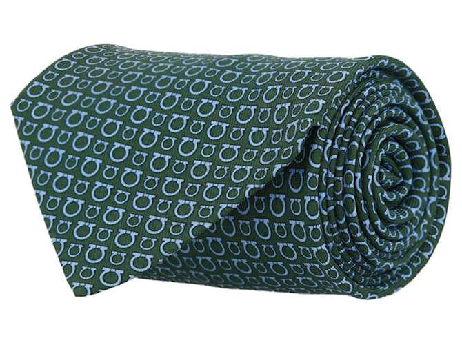 Salvatore Ferragamo Cravate en soie à imprimé Gancini Multicolore  ref.651155