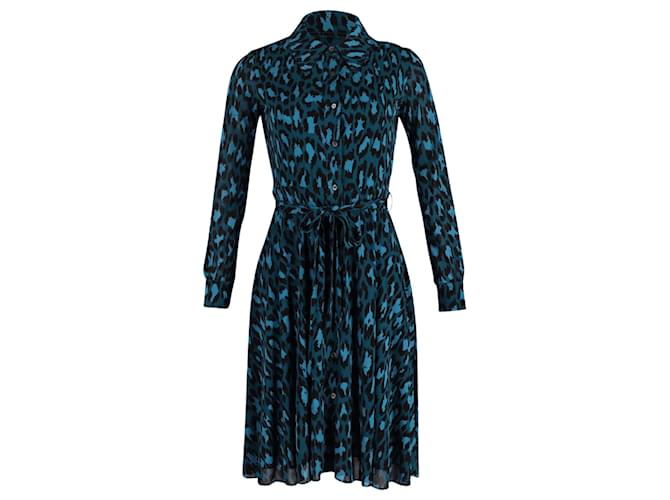  Diane Von Furstenberg Dory Leopard Print Dress in Turquoise Viscose Cellulose fibre  ref.651157