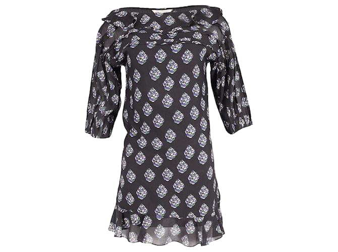 Diane Von Furstenberg Printed Dress in Black Silk  ref.651164