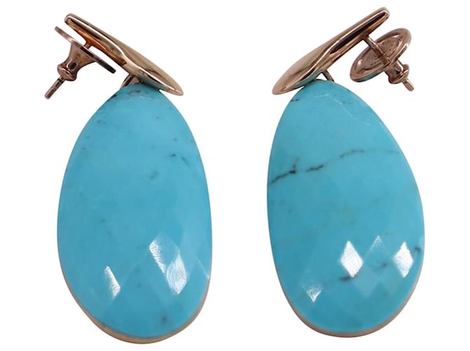 Monica Vinader Nura Earrings in Turquoise 18k Rose Gold Metal  ref.651308