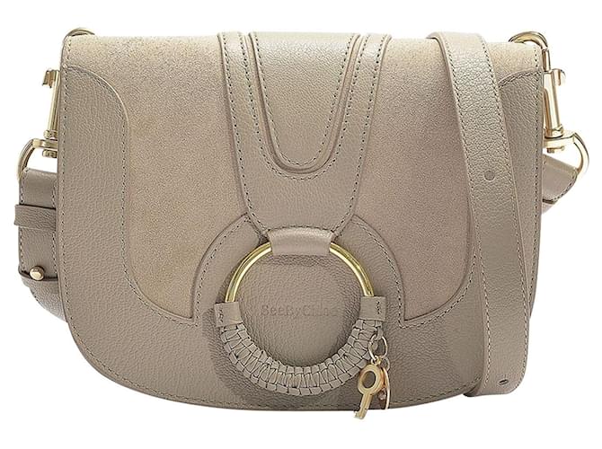 See by Chloé Hana Small Crossbody Bag in Motty Grey Suede and Calfskin Leather  ref.651310