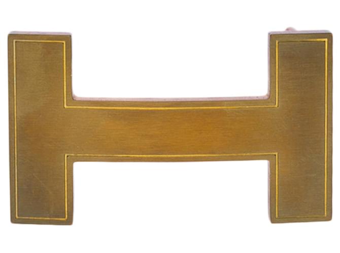 Hermès belt buckle, Quiz model, in brushed gold-plated metal Golden  ref.651607