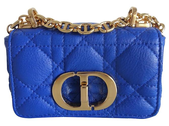 Micro sac Dior caro Cuir Bleu  ref.651619