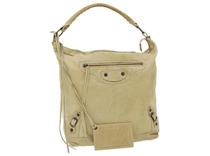 BALENCIAGA The Giant Day Shoulder Bag Leather Beige Auth yk4988  ref.651668