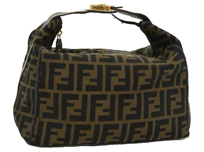 FENDI Zucca Canvas Hand Bag Brown Auth bs2047 Cloth  ref.651676