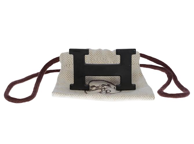 Boucle de ceinture Hermès modèle 5382 en métal plaqué PVD noir mat  ref.651815