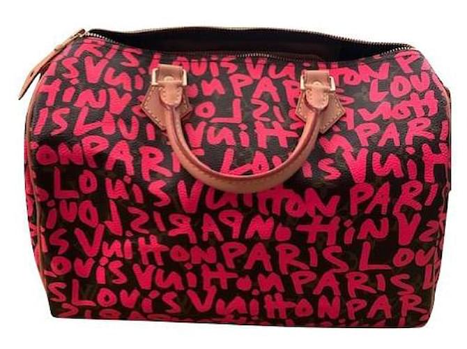 Louis Vuitton Speedy 30 limited graffiti Multiple colors Leather Cloth  ref.651872